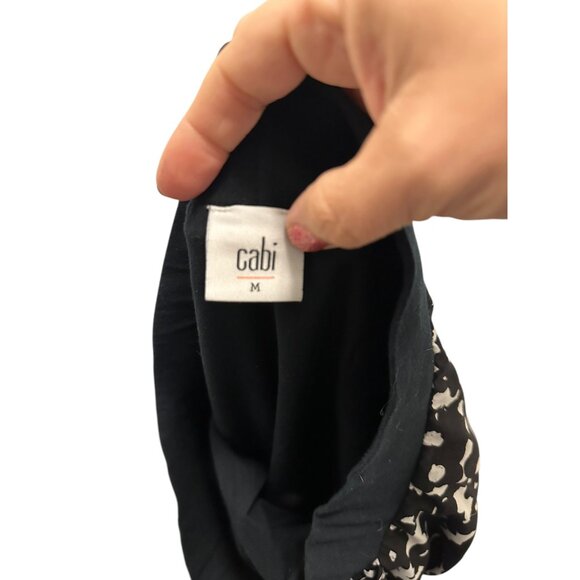 Cabi Black & White Abstract Print Womens Midi Skirt Size M Lightweight Hi-Lo - Picture 3 of 8